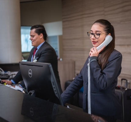 receptionists, phone call, hotel